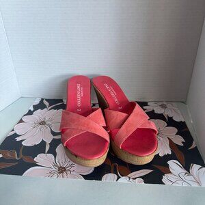 Colleen Lopez Coral Wedge Slide Sandals-Size 9